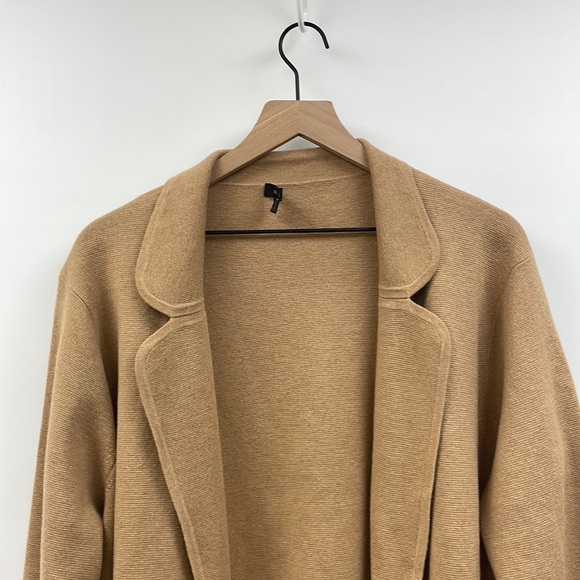 J. Crew Eloise Open Front Sweater Knit Blazer Jacket Minimalist Preppy Tan XL - Picture 4 of 10